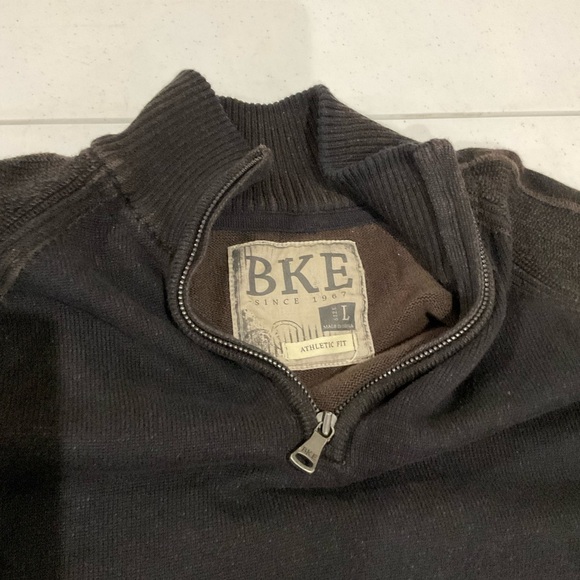 BKE Burnout 1/4 Zip Sweater Athletic Fit Black Cotton/Acrylic Men’s Size Large - Picture 4 of 9
